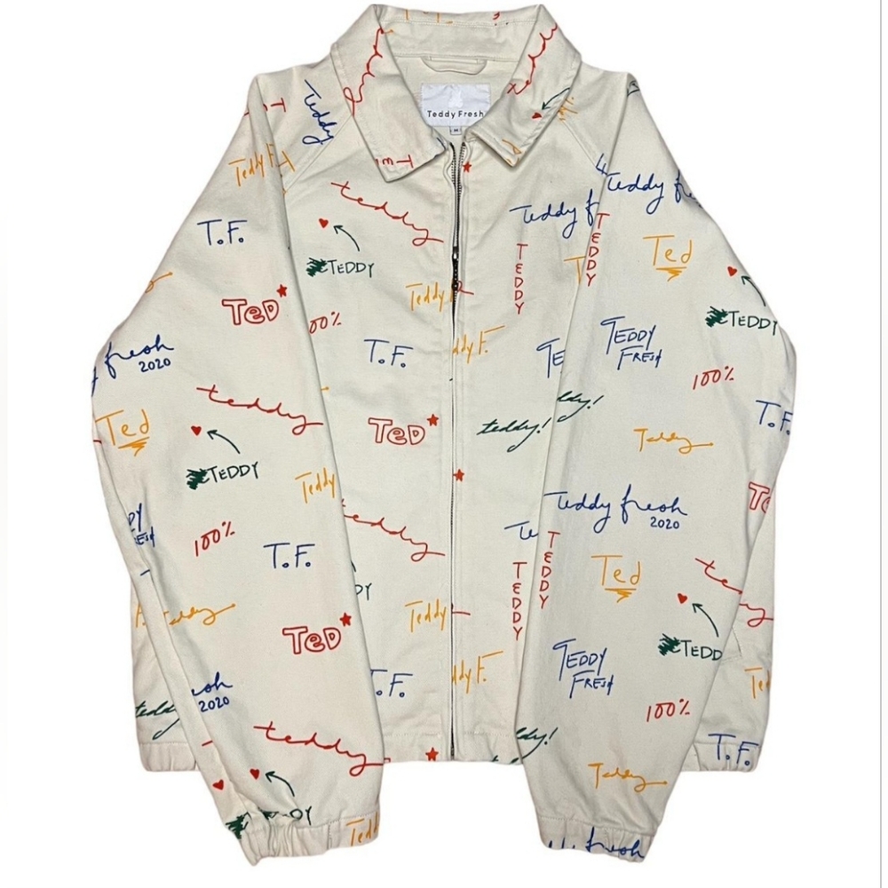 Teddy Fresh Women's Cream and Blue Jacket Size XL